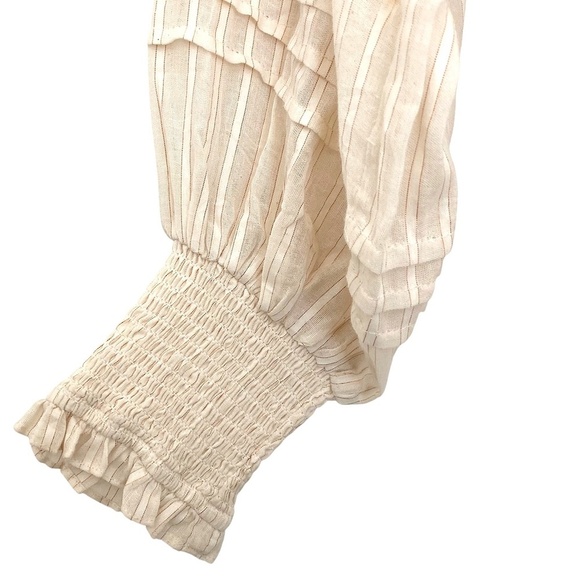 CLEOBELLA Ari Ruffle Lurex Stripe Blouse Cream Button Up Romantic Boho Femme - Picture 9 of 12
